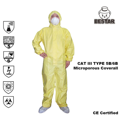 Kat III Chemische Beschermende Kostuum van Type5b/6b het Beschikbare Medische Overtrekken voor het Ziekenhuis